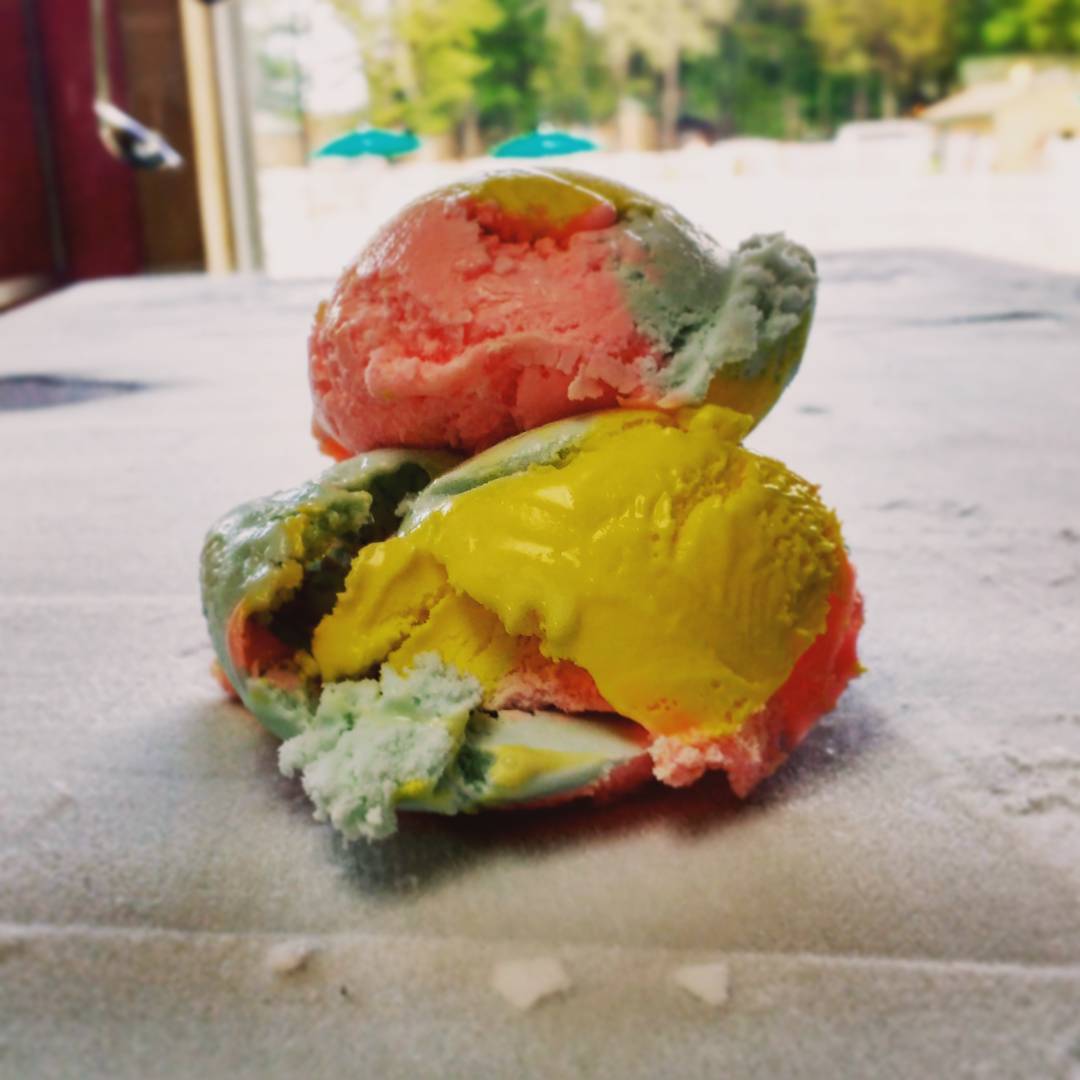 Cool off with rainbow ice cream off our frozen top
