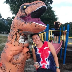 We’ve got a T-Rex strolling through the campground! See if you can spot him! Hap…